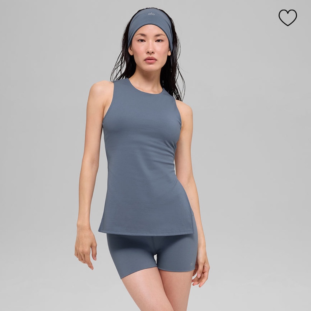 ALO Soft Sculpt Precision Full Length Bra Tank in Bluestone